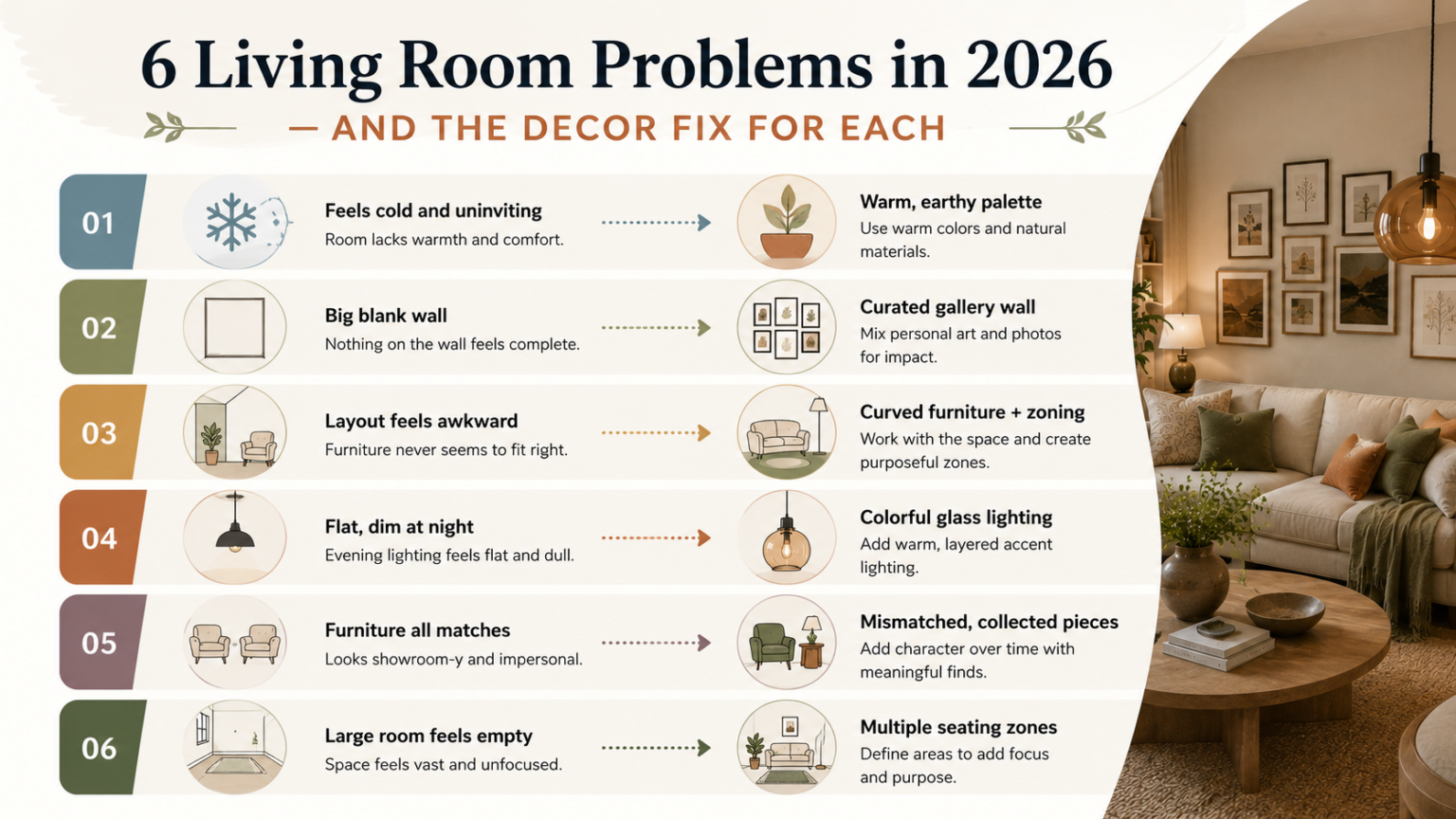 Checklist of common living room decor problems that the right 2026 design choices can solve - thelostpie