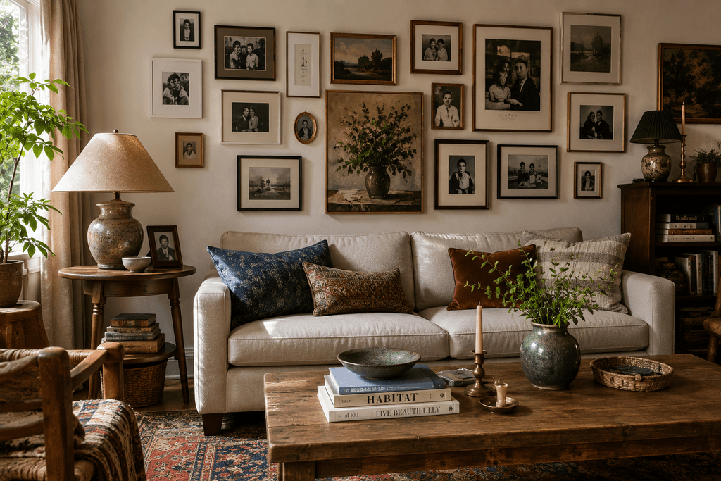 Eclectic living room combining mismatched furniture and personal collections, a top 2026 decor trend - thelostpie