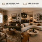 Four different living room sizes and layouts, each matched to appropriate 2026 decor ideas-01 - thelostpie