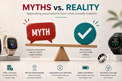 Illustration weighing common fitness tracker myths against the reality - thelostpie
