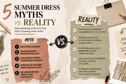 Illustration weighing common summer dress myths against the reality for 2026 - thelostpie