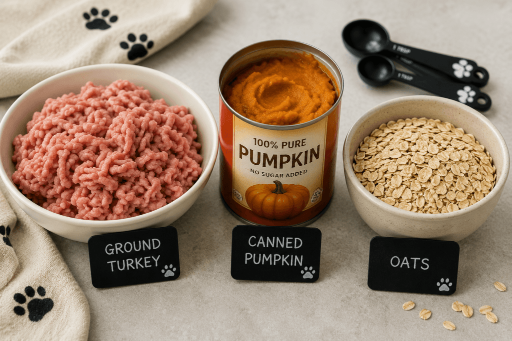 Ingredients for a turkey and pumpkin dog-friendly burrito-thelostpie