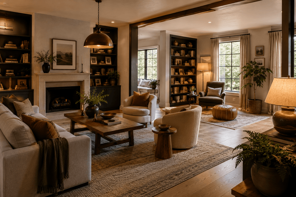 Living room with multiple functional seating zones, a practical 2026 design trend - thelostpie
