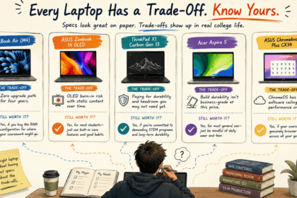 Magnifying glass revealing hidden trade-offs behind popular college laptop recommendations - thelostpie
