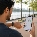 Person wearing a fitness tracker outdoors, representing the best fitness trackers for everyday - thelostpie